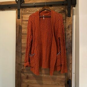 Cozy Free People Orange Cable Knit Sweater